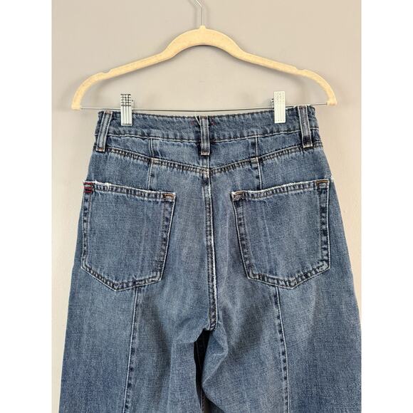 BDG High & Wide Panel Jeans Button Fly Raw Hem Blue Denim Size 27 - Picture 6 of 9